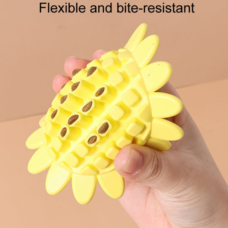 Pet Sunflower Leaky Ball Toys Dogs Chewable And Teething Rubber Toys - Yellow