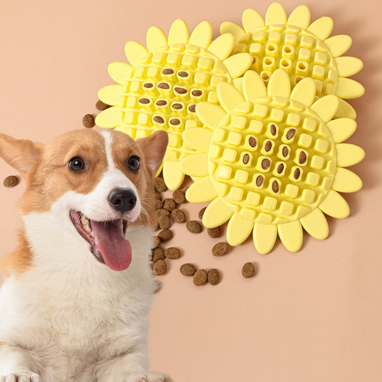 Pet Sunflower Leaky Ball Toys Dogs Chewable And Teething Rubber Toys - Yellow
