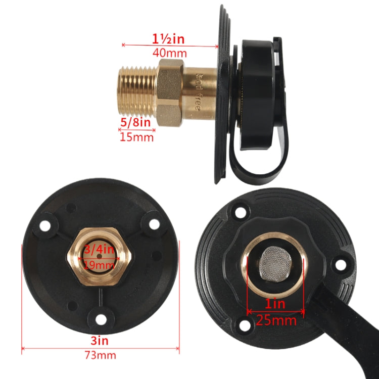 Brass Water Inlet Check Valve For Yacht RV With Adapter