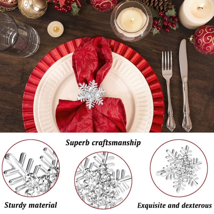 Snowflake Christmas Napkin Ring Napkin Buckle Table Decoration for Christmas Thanksgiving Party