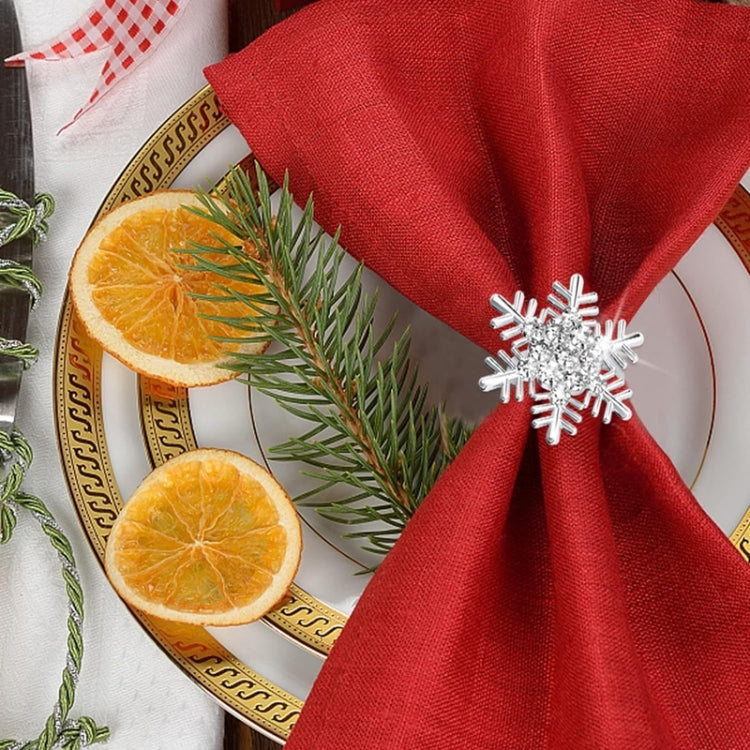 Snowflake Christmas Napkin Ring Napkin Buckle Table Decoration for Christmas Thanksgiving Party