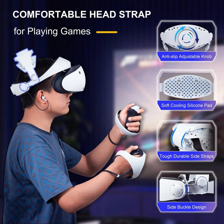 DEVASO For PlayStation VR 2 Elite Headband Non-Slip Comfortable Weight Reducing Headband - White
