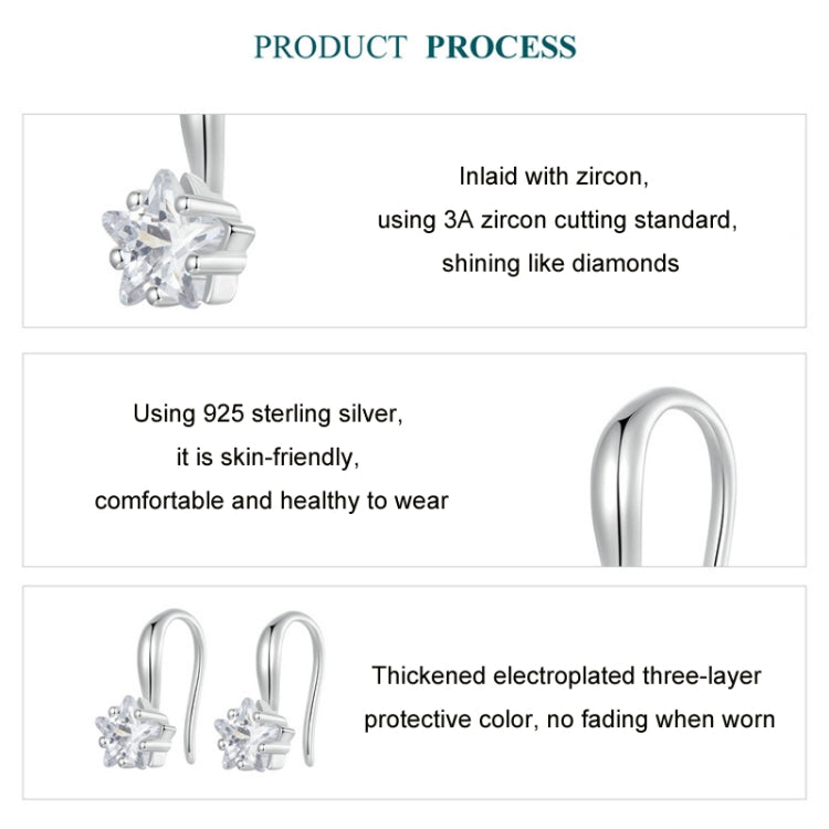 S925 Sterling Silver Star Zircon Female Earrings - BSE1028