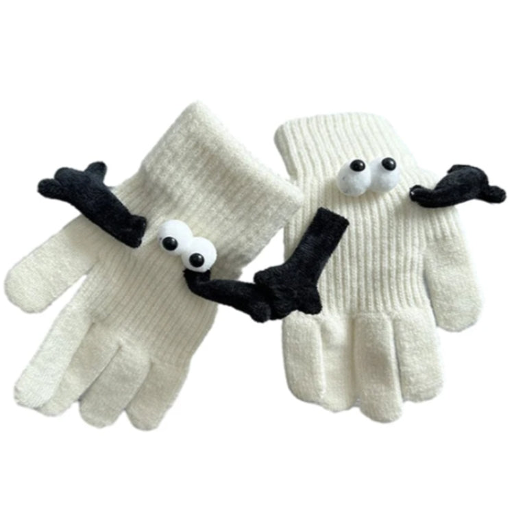 Fall Winter Couple Students Magnetic Warm Gloves Cute Dolls Outdoor Hand In Hand Mittens, Size: Average