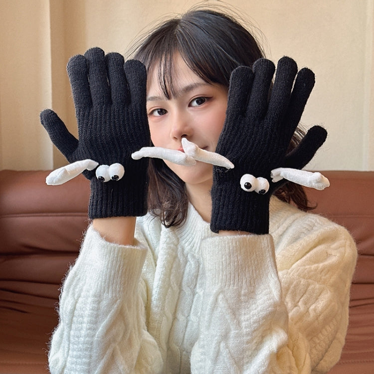 Fall Winter Couple Students Magnetic Warm Gloves Cute Dolls Outdoor Hand In Hand Mittens, Size: Average