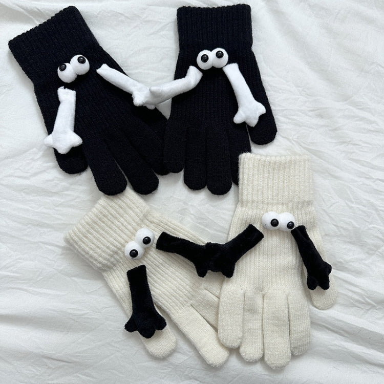 Fall Winter Couple Students Magnetic Warm Gloves Cute Dolls Outdoor Hand In Hand Mittens, Size: Average