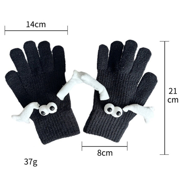 Fall Winter Couple Students Magnetic Warm Gloves Cute Dolls Outdoor Hand In Hand Mittens, Size: Average