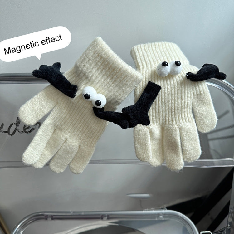 Fall Winter Couple Students Magnetic Warm Gloves Cute Dolls Outdoor Hand In Hand Mittens, Size: Average