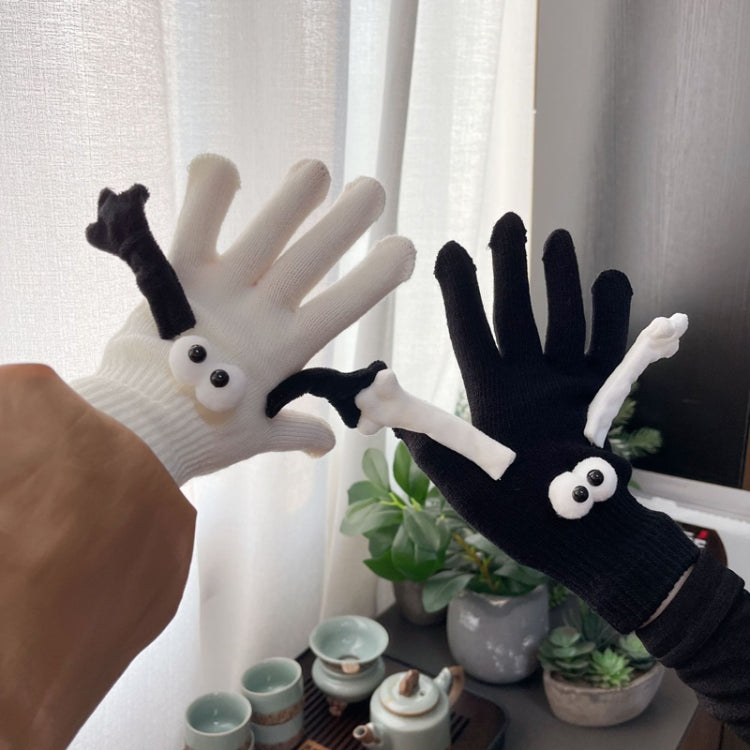 Fall Winter Couple Students Magnetic Warm Gloves Cute Dolls Outdoor Hand In Hand Mittens, Size: Average