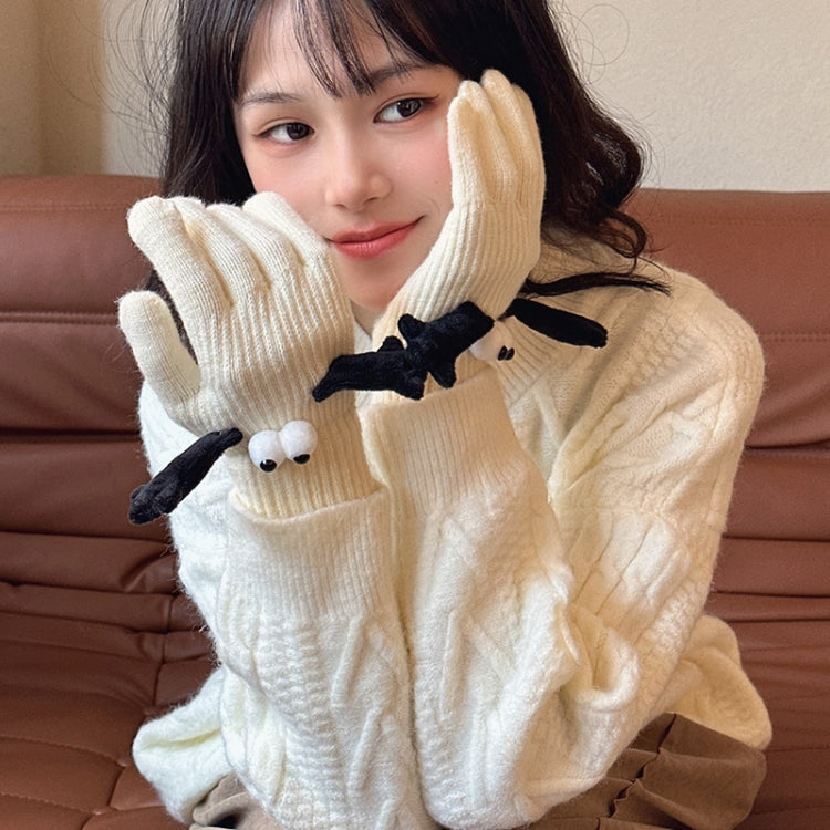 Fall Winter Couple Students Magnetic Warm Gloves Cute Dolls Outdoor Hand In Hand Mittens, Size: Average