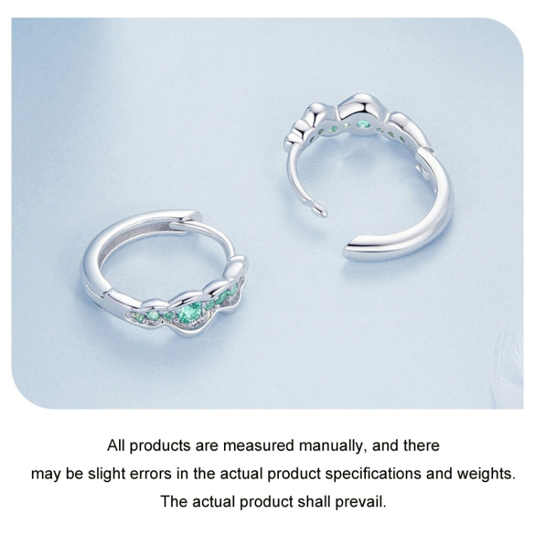 S925 Sterling Silver With Platinum-Plated Sweet Green Ocean Wave Earrings - BSE1034
