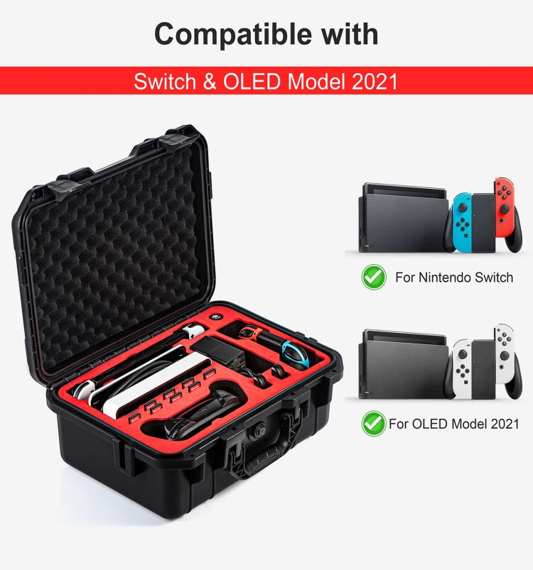 DEVASO For Switch / OLED IP67 Waterproof Storage Case Hardshell Bag, Color: Black White+Shoulder Strap