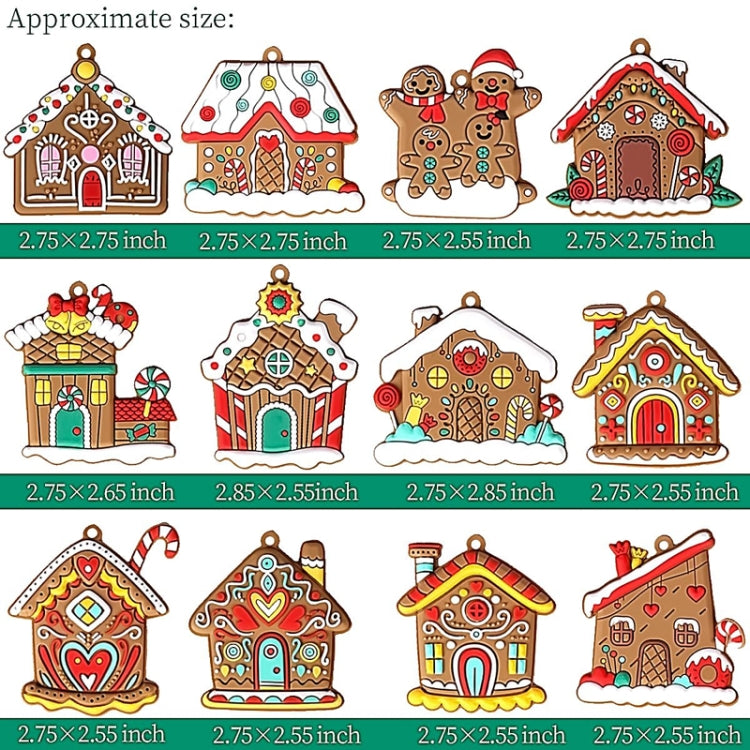 12pcs /Set House Christmas Decorations Pendants PVC Hanging Christmas Tree Ornaments Scene Arrangement Props