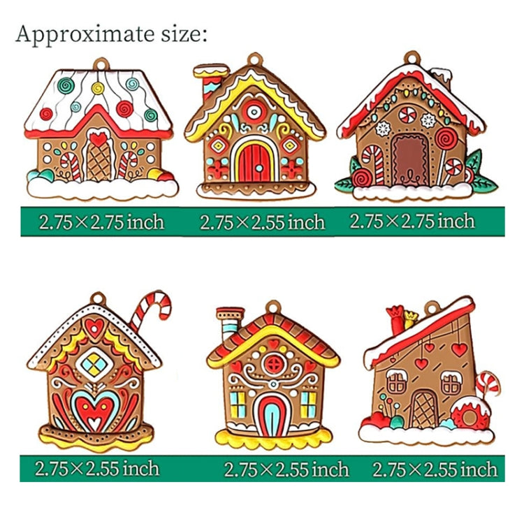 6pcs /Set House Christmas Decorations Pendants PVC Hanging Christmas Tree Ornaments Scene Arrangement Props