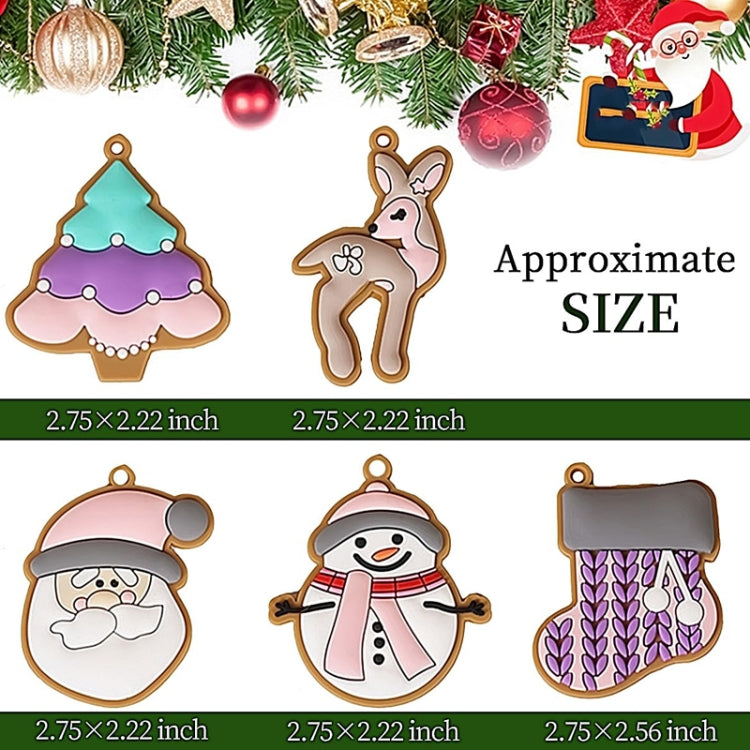10pcs /Set Elk Snowman Christmas Decorations Pendants PVC Hanging Christmas Tree Ornaments Scene Arrangement Props