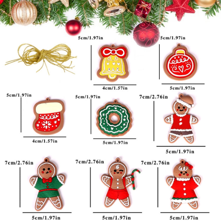 8pcs /Set Colorful Gingerbread Man Christmas Decorations Pendants PVC Hanging Christmas Tree Ornaments Scene Arrangement Props