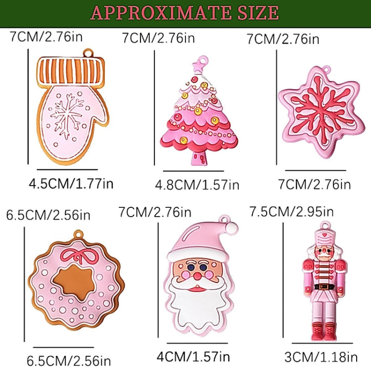 10pcs /Set Pink Series Christmas Decorations Pendants PVC Hanging Christmas Tree Ornaments Scene Arrangement Props
