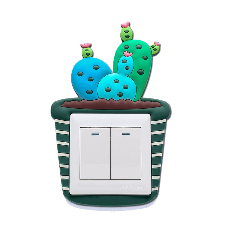 Luminous Three-dimensional Cactus Switch Sticker Socket Panel Cover Decor, Style: Cactus