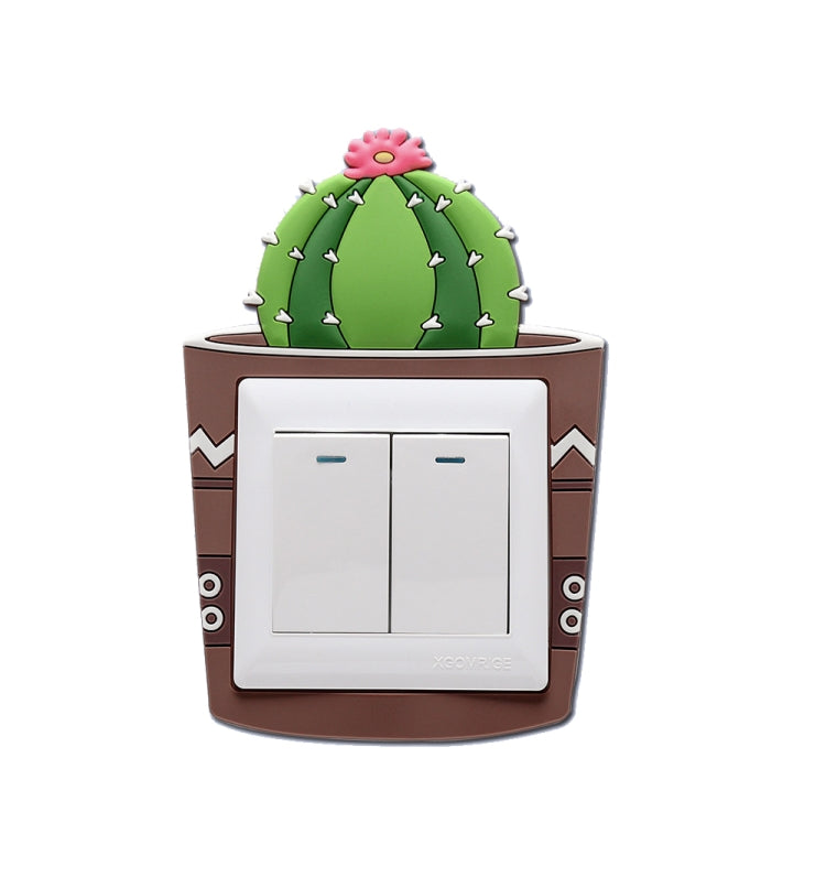 Luminous Three-dimensional Cactus Switch Sticker Socket Panel Cover Decor, Style: Cactus Ball