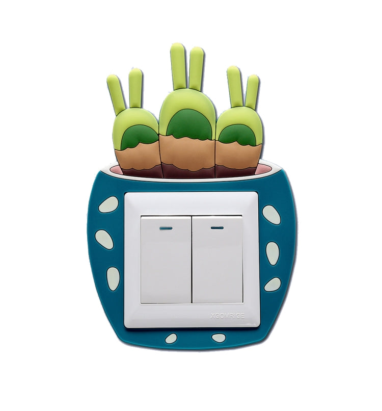 Luminous Three-dimensional Cactus Switch Sticker Socket Panel Cover Decor, Style: Rabbit