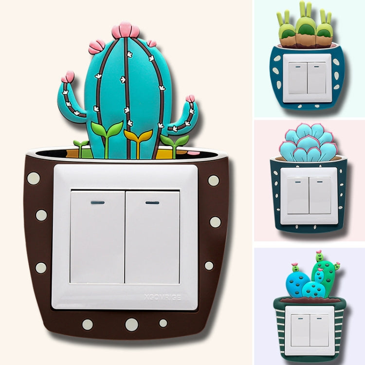Luminous Three-dimensional Cactus Switch Sticker Socket Panel Cover Decor, Style: Snow Lotus