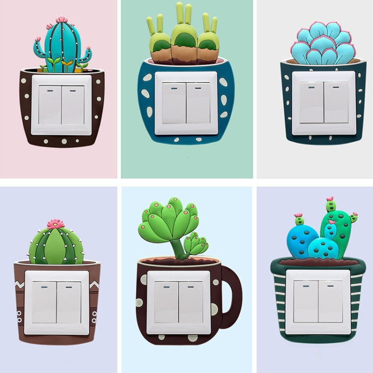 Luminous Three-dimensional Cactus Switch Sticker Socket Panel Cover Decor, Style: Cactus Ball