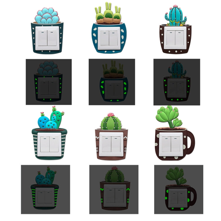 Luminous Three-dimensional Cactus Switch Sticker Socket Panel Cover Decor, Style: Cactus