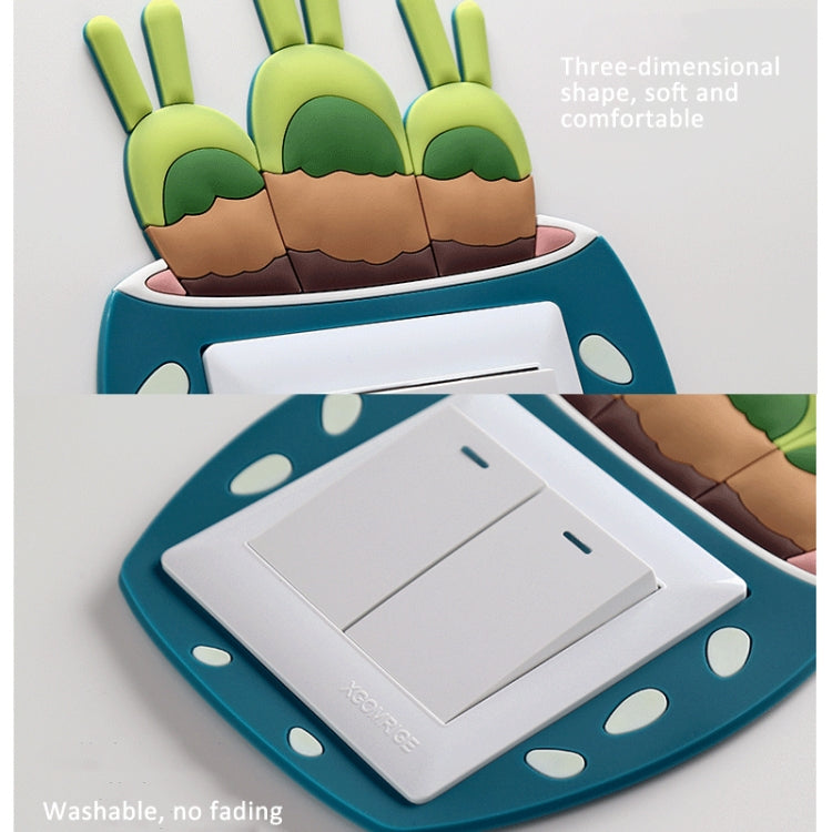 Luminous Three-dimensional Cactus Switch Sticker Socket Panel Cover Decor, Style: Cactus Ball