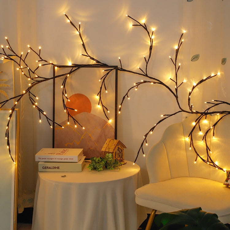 2.3m 144 LEDs Branch Rattan String Lights Wedding Home Decor Garland Lamps, Style: USB Always-on - Warm White