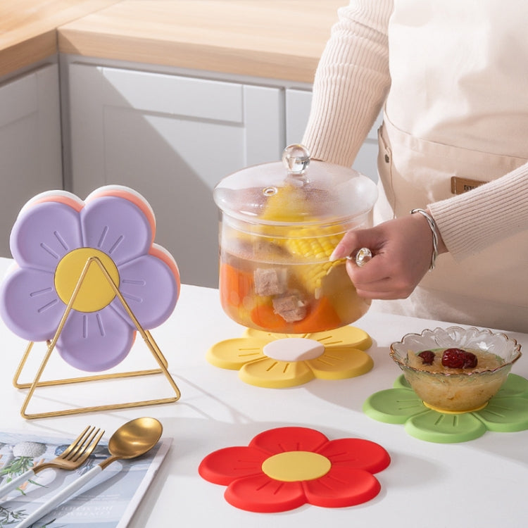 17.5cm Household Cherry Blossom Silicone Heat Insulating Mat Kitchen High Temperature Resistant Baking Placemat