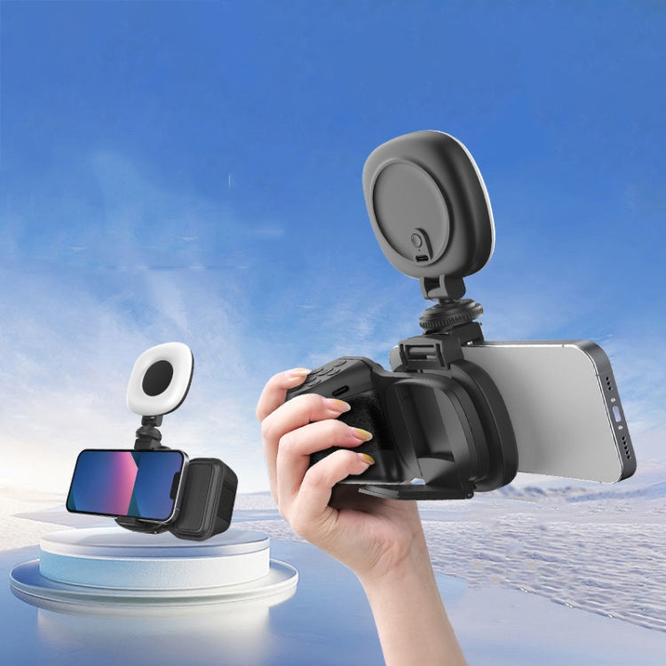 Phone Camera Grip With Cold Shoe Mount and Bluetooth Remote Control With Fill Light