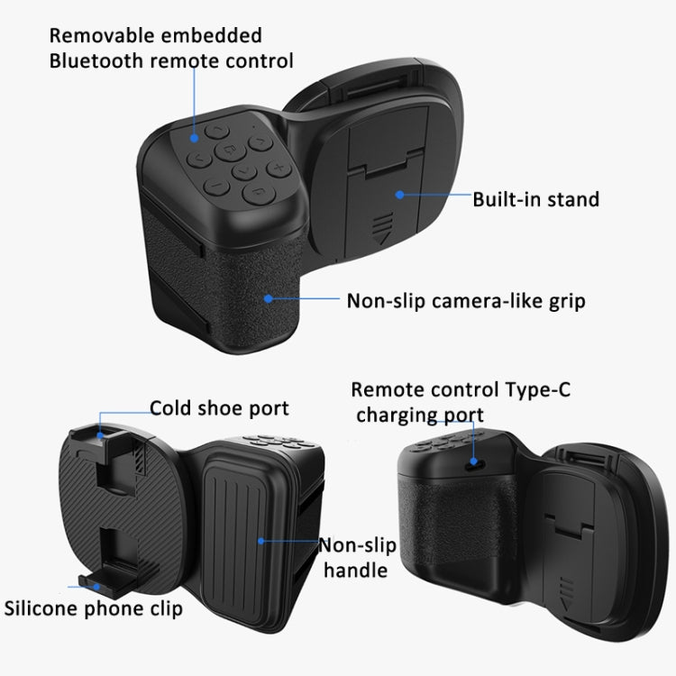 Phone Camera Grip With Cold Shoe Mount and Bluetooth Remote Control With Fill Light
