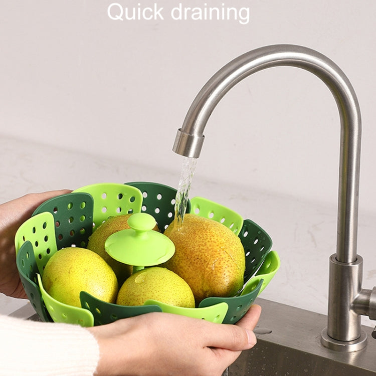 Household Foldable Plastic Lotus Steamer Kitchen Drainage Vegetable Storage Basket