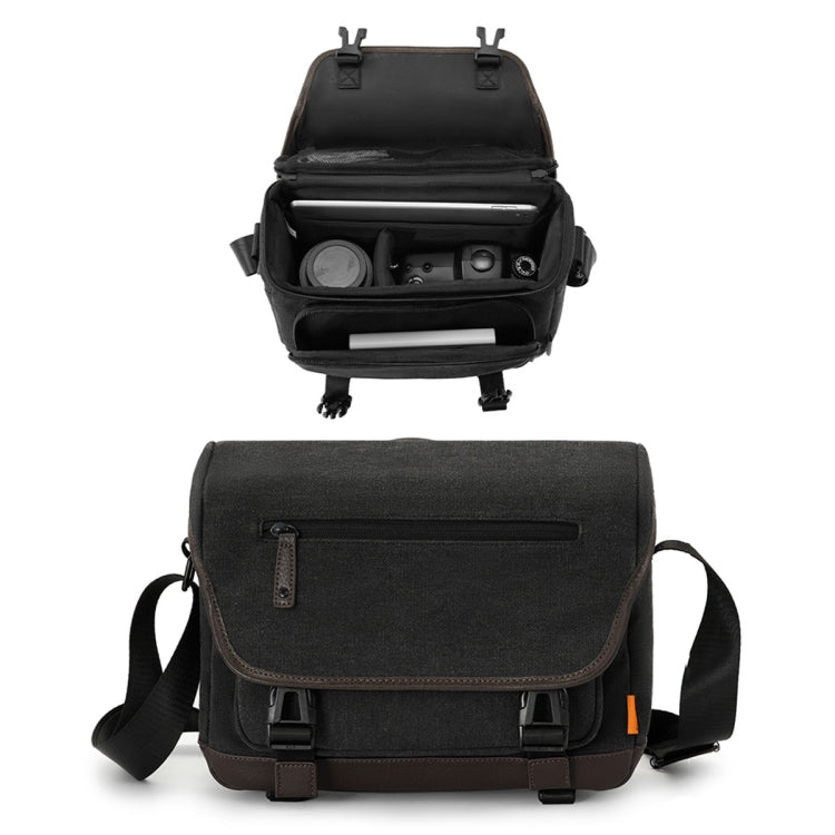 Cwatcun D142 Vintage Camera Bag Shoulder Messenger Bag Camera Digital Storage Bag, Color: Small Black