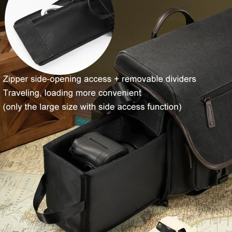 Cwatcun D142 Vintage Camera Bag Shoulder Messenger Bag Camera Digital Storage Bag, Color: Large Black