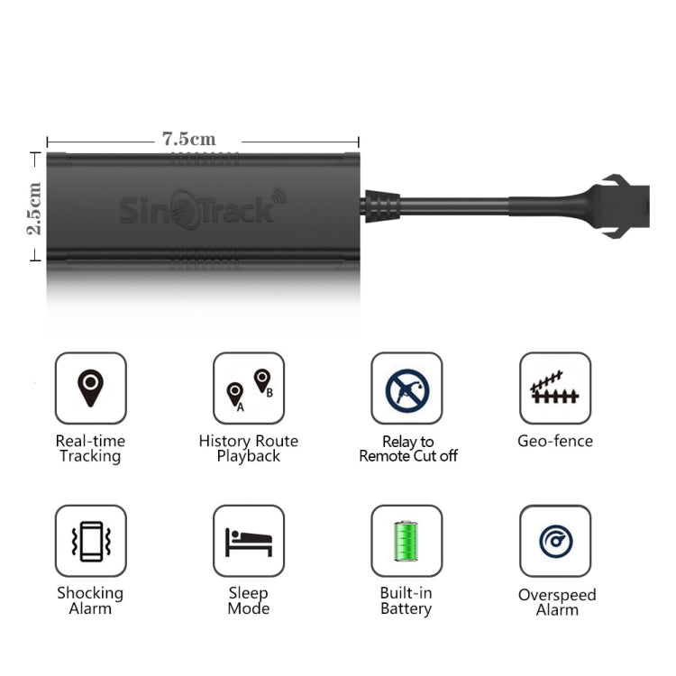 SinoTrack GPS Vehicle-Mounted Motorcycle Car Positioning Tracker, Model: 2G-ST-901M+Relay