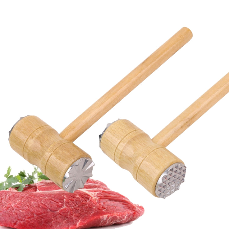 Multifunctional Double-Sided Wooden Handle Meat Hammer Kitchen Steak Tendon Breaker - Wooden Handle