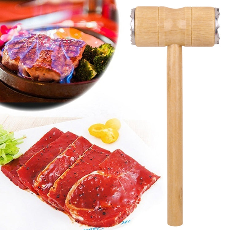 Multifunctional Double-Sided Wooden Handle Meat Hammer Kitchen Steak Tendon Breaker - Wooden Handle