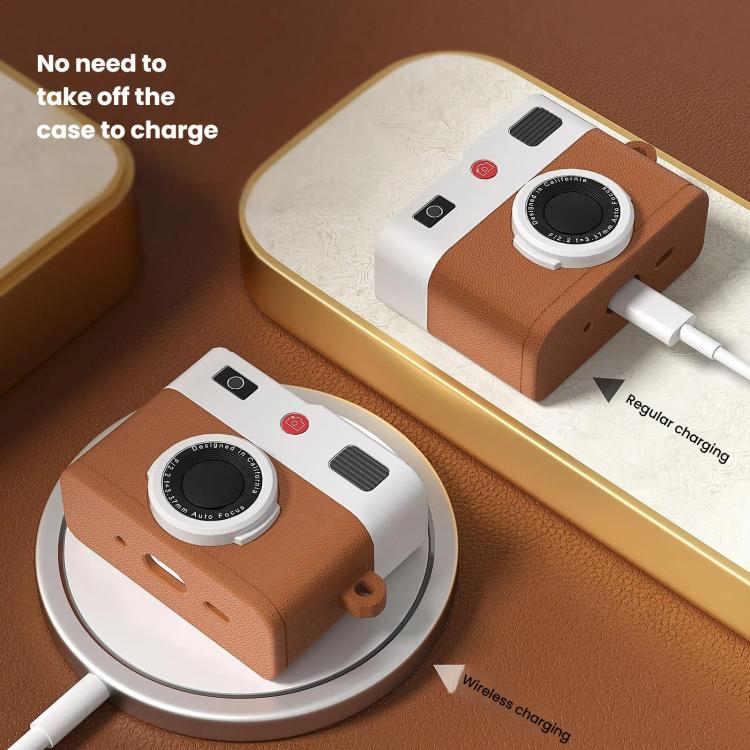 For AirPods 4 Earphone Silicone Retro Camera Design Cover Protective Case