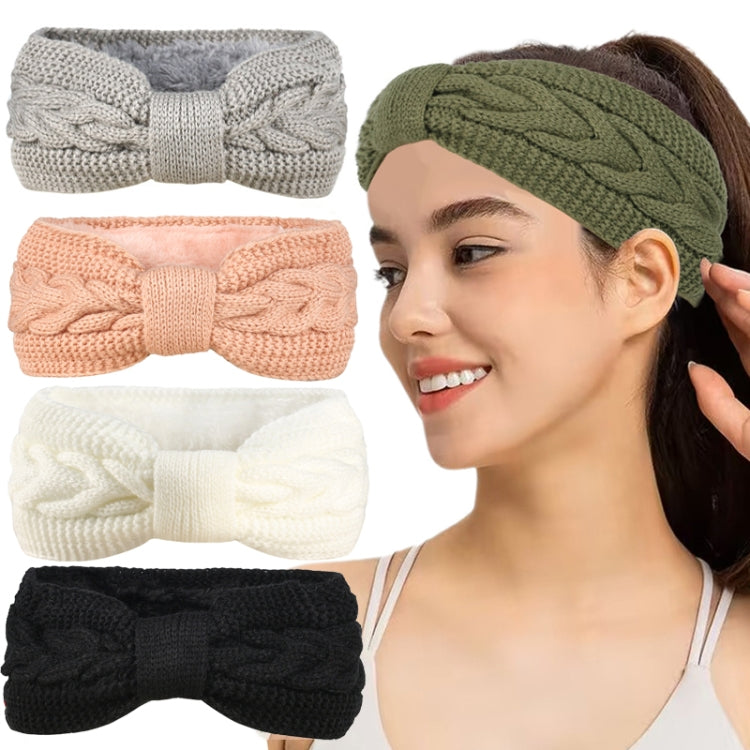 Women Fall Winter Fluffy Knitted Headbands Woolen Twist Sports Warm Ear Protectors Headcovers
