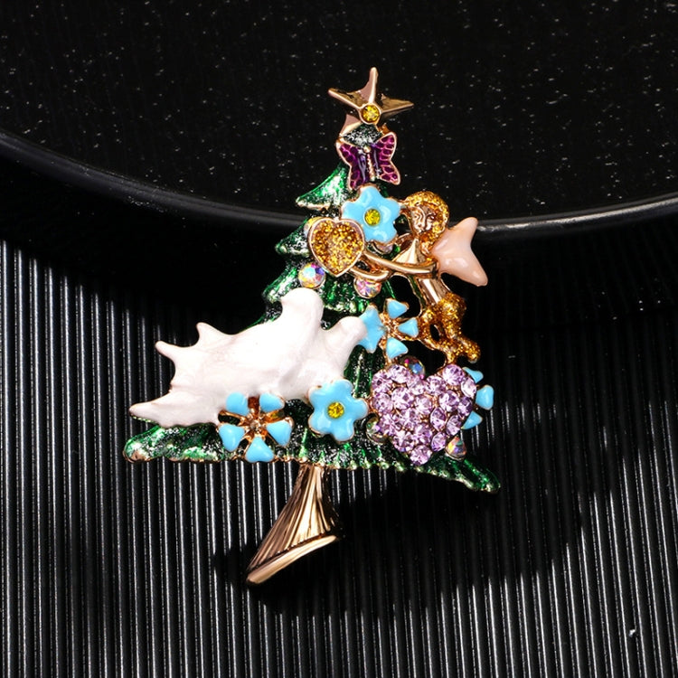 HC0729 Christmas Brooch Fall Winter Jacket Sweater Pin Ornament Christmas Tree Corsage With Diamonds