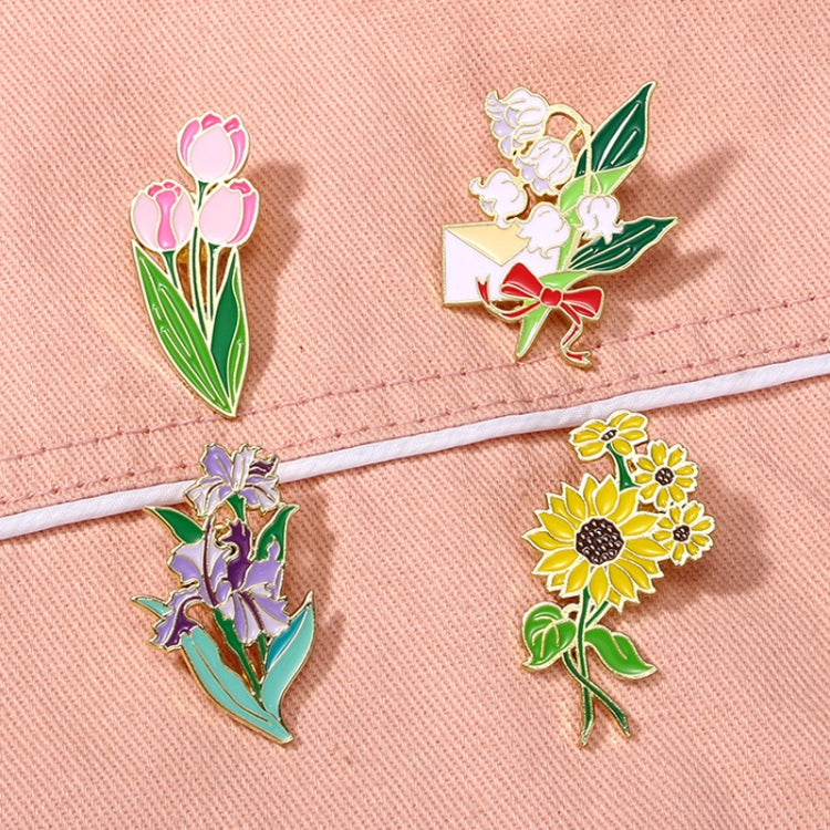CZ0976-1 Cartoon Plant Flower Alloy Enamel Badge Garden Style Sunflower Clothing Bag Brooch Ornament