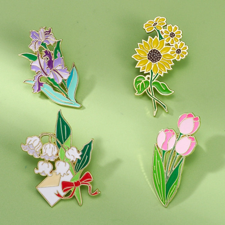 CZ0976-2 Cartoon Plant Flower Alloy Enamel Badge Garden Style Sunflower Clothing Bag Brooch Ornament