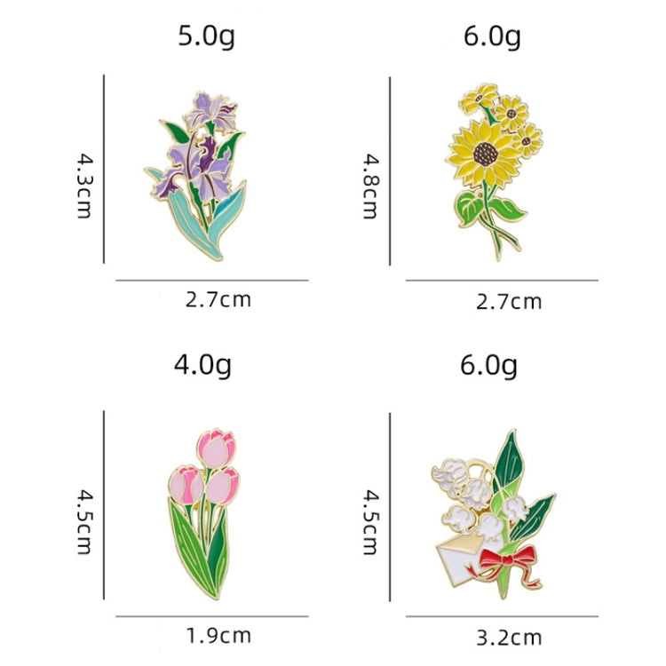 CZ0976-3 Cartoon Plant Flower Alloy Enamel Badge Garden Style Sunflower Clothing Bag Brooch Ornament