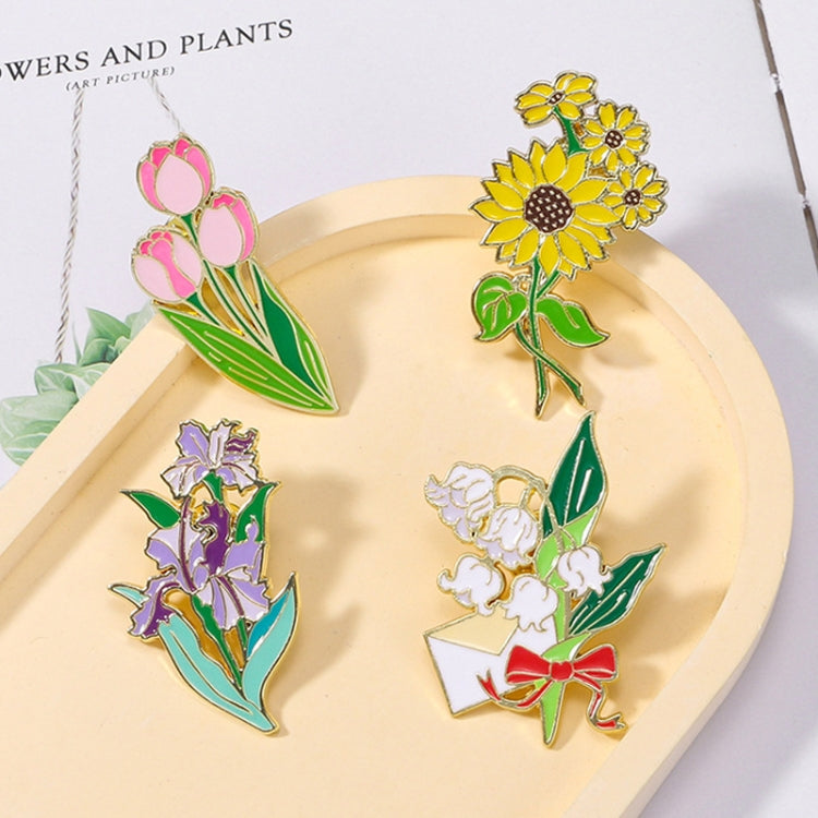 CZ0976-4 Cartoon Plant Flower Alloy Enamel Badge Garden Style Sunflower Clothing Bag Brooch Ornament