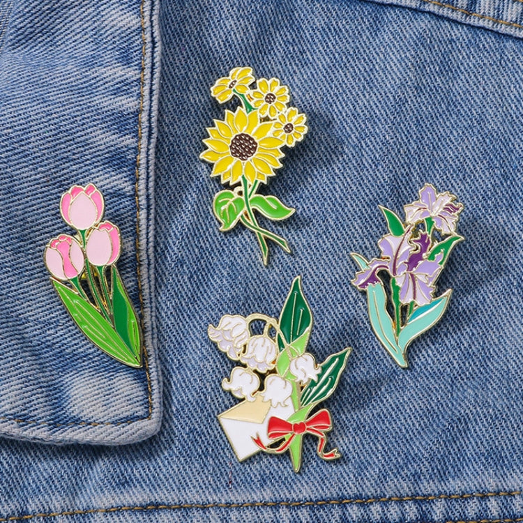 CZ0976-4 Cartoon Plant Flower Alloy Enamel Badge Garden Style Sunflower Clothing Bag Brooch Ornament