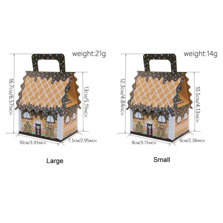 10pcs Christmas Candy Boxes Kraft Paper Christmas House Handbag Candy Boxes, Style: Small Red Base