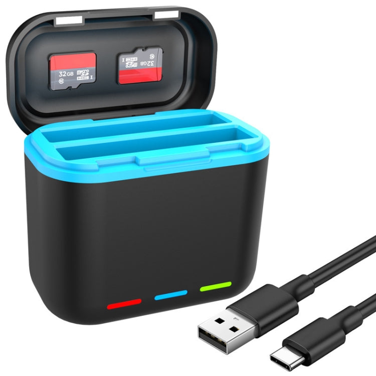 For Insta360 X3 Battery Charger Dual Battery Storage Charging Case - Black