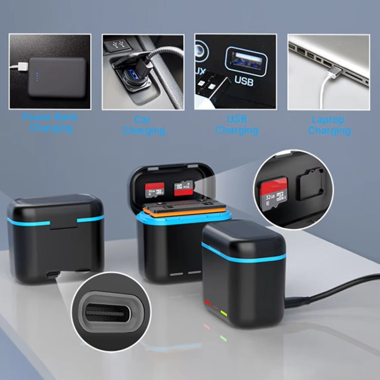 For Insta360 X3 Battery Charger Dual Battery Storage Charging Case - Black