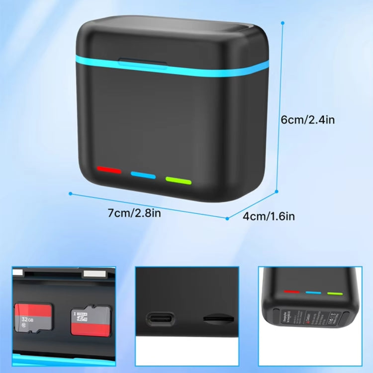 For Insta360 X3 Battery Charger Dual Battery Storage Charging Case - Black